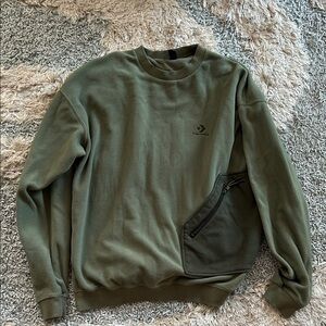 Like New - Converse Women’s Olive Crewneck Fleece Sweatshirt - Size S